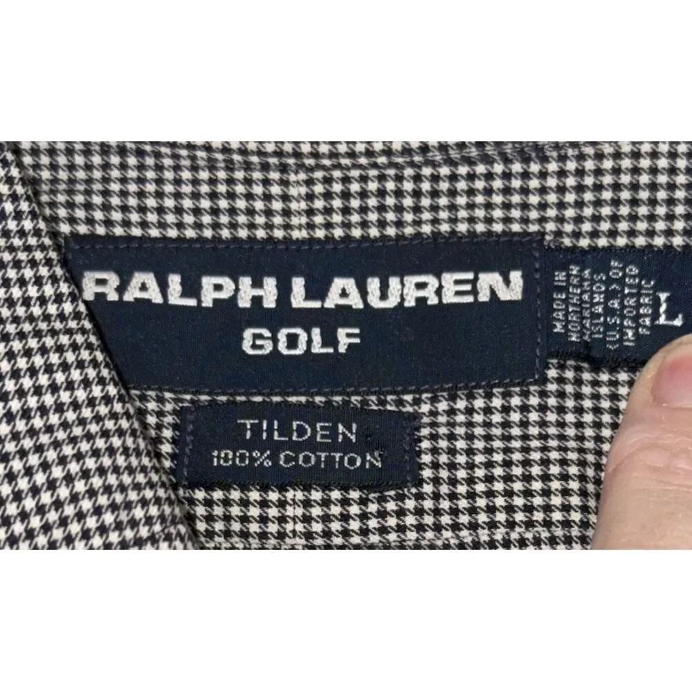 Ralph Lauren Golf, Mns Shirt Sleeve‎ Black/White Houndstooth Tilden Large